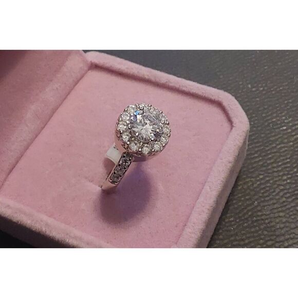 3 Ct. Round Sim Diamond Halo Crown Topiary Bridal/Cocktail Ring Sz 9~925 SS - Picture 2 of 5